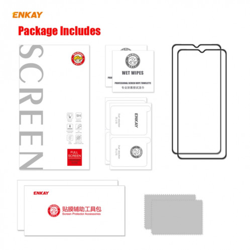 Pour Motorola Moto G9 / G9 Play 2 pièces ENKAY Hat-Prince Anti-goutte colle complète en verre trempé Film plein écran protecteur anti-chute SE9002546-08