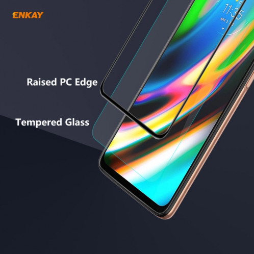 Pour Motorola Moto G9 Plus 5 pièces ENKAY Hat-Prince Anti-goutte colle complète en verre trempé Film plein écran protecteur anti-chute SE9101509-07