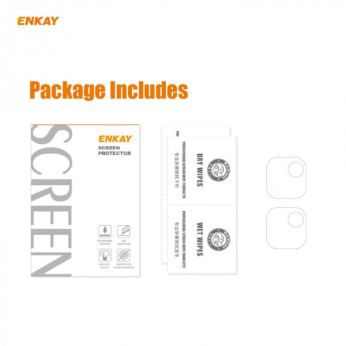 Pour Motorola G9 / G9 Play 2 pièces ENKAY Hat-Prince 0.2mm 9H 2.15D bord rond lentille de caméra arrière Film en verre trempé SE3703531-08