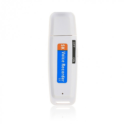 SK001 Professionnel Rechargeable U-Disk U-Disk USB Digital Audio Voice Enregistreur Pen Prise en charge TF Card jusqu'à 32 Go Dictaphone Flash Drive (Blanc) SH201B1102-08
