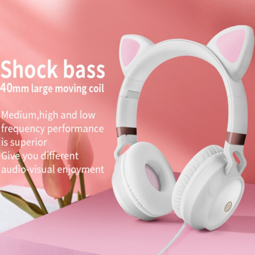 P28 Cat Eart Releure de casque câblé stéréo casque avec microphone SH44341961-010