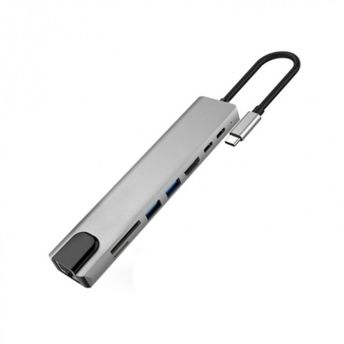 Alliage d'aluminium 8 en 1 Multi HD USB USB 3.0 USB-C HUM ADAPTATEUR DE CHARGEMENT SD PD et TF RJ45 Lecteur de carte RJ45 pour MacBook Pro Air SH45771570-06