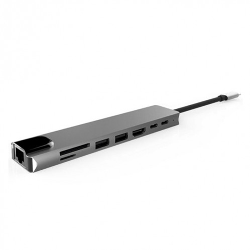 Alliage d'aluminium 8 en 1 Multi HD USB USB 3.0 USB-C HUM ADAPTATEUR DE CHARGEMENT SD PD et TF RJ45 Lecteur de carte RJ45 pour MacBook Pro Air SH45771570-06
