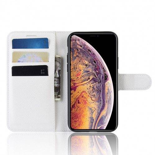 Portefeuille en cuir PU avec support en cuir PU Étui mobile pour iPhone 11 Pro Max (Blanc) SH101B1110-08