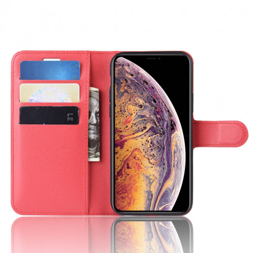 Étui de portefeuille en cuir PU avec support en cuir PU pour iPhone 11 Pro Max (rouge) SH101C1927-08