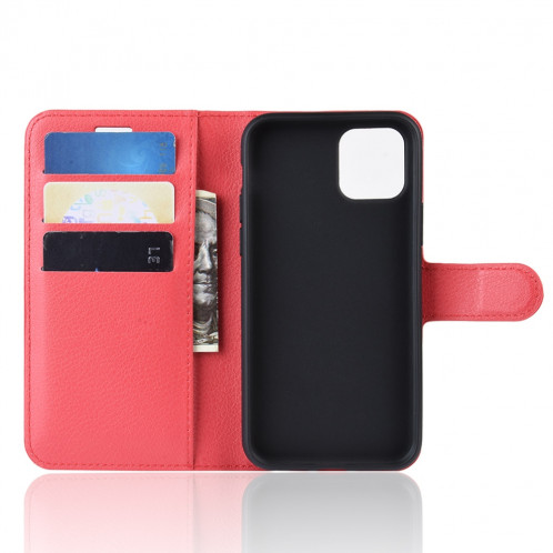 Étui de portefeuille en cuir PU avec support en cuir PU pour iPhone 11 Pro Max (rouge) SH101C1927-08