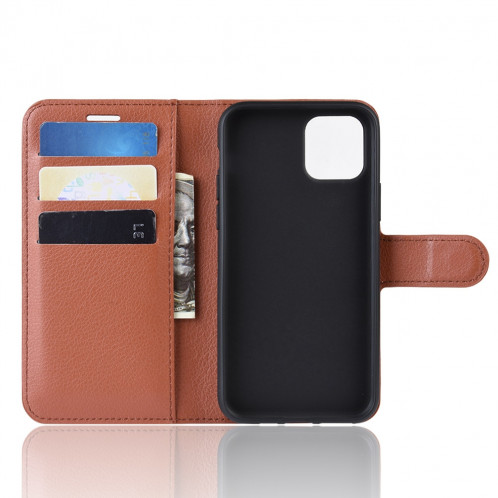Portefeuille en cuir PU avec support en cuir PU Étui mobile pour iPhone 11 Pro Max (Marron) SH101D1205-08