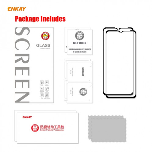 Pour Motorola Moto G10 / G20 / G30 2 PCS Enkay Hat-Prince Colle pleine 0.26mm 9H 2.5D Verre trempé Film de couverture complète SE27011807-09