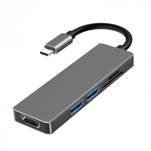 5 en 1 Type-C à HDMI + 2 x USB 3.0 + SD / TF Adaptateur hub SH48441198-04