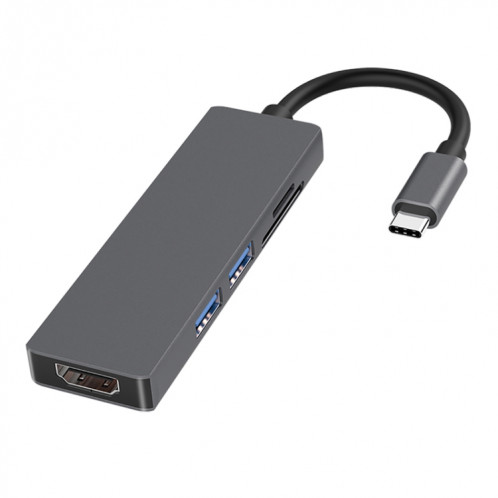 5 en 1 Type-C à HDMI + 2 x USB 3.0 + SD / TF Adaptateur hub SH48441198-04