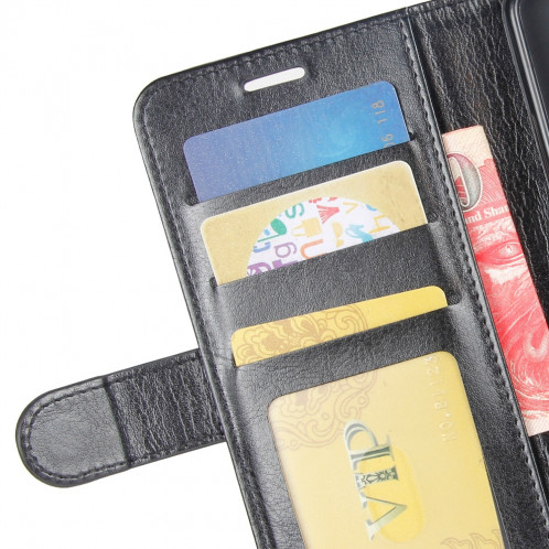 Étui à rabat horizontal en cuir à rabat horizontal R64 Texture pour iPhone 11 Pro Max, avec support et emplacements de cartes et porte-monnaie (noir) SH501A1956-09
