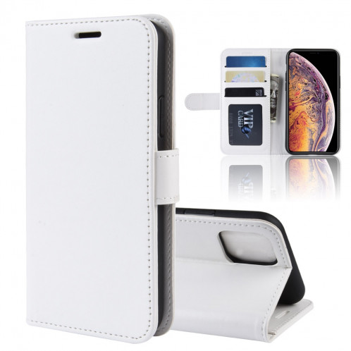 Étui à rabat horizontal en cuir à rabat horizontal R64 Texture pour iPhone 11 Pro Max, avec support et emplacements de cartes et porte-monnaie (blanc) SH501B1794-09