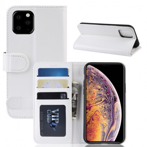 Étui à rabat horizontal en cuir à rabat horizontal R64 Texture pour iPhone 11 Pro Max, avec support et emplacements de cartes et porte-monnaie (blanc) SH501B1794-09