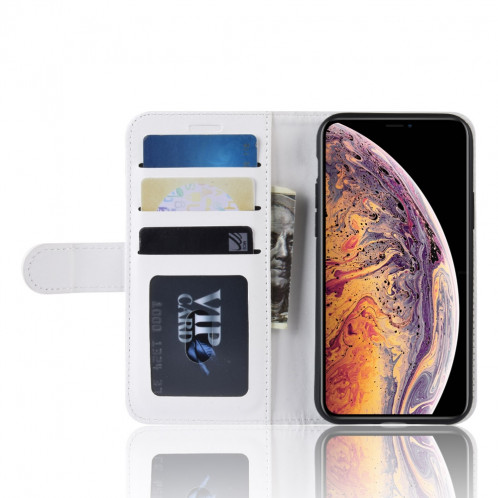 Étui à rabat horizontal en cuir à rabat horizontal R64 Texture pour iPhone 11 Pro Max, avec support et emplacements de cartes et porte-monnaie (blanc) SH501B1794-09