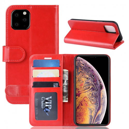 Étui à rabat horizontal en cuir à rabat horizontal R64 Texture pour iPhone 11 Pro Max, avec support et emplacements de cartes et porte-monnaie (rouge) SH501C1779-09
