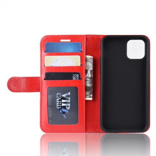 Étui à rabat horizontal en cuir à rabat horizontal R64 Texture pour iPhone 11 Pro Max, avec support et emplacements de cartes et porte-monnaie (rouge) SH501C1779-09
