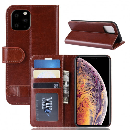 Étui à rabat horizontal en cuir à rabat horizontal R64 Texture pour iPhone 11 Pro Max, avec support et emplacements pour cartes et porte-monnaie (Marron) SH501D790-09