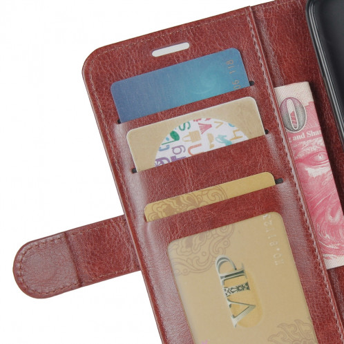 Étui à rabat horizontal en cuir à rabat horizontal R64 Texture pour iPhone 11 Pro Max, avec support et emplacements pour cartes et porte-monnaie (Marron) SH501D790-09