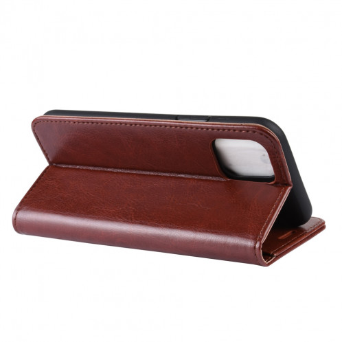 Étui à rabat horizontal en cuir à rabat horizontal R64 Texture pour iPhone 11 Pro Max, avec support et emplacements pour cartes et porte-monnaie (Marron) SH501D790-09