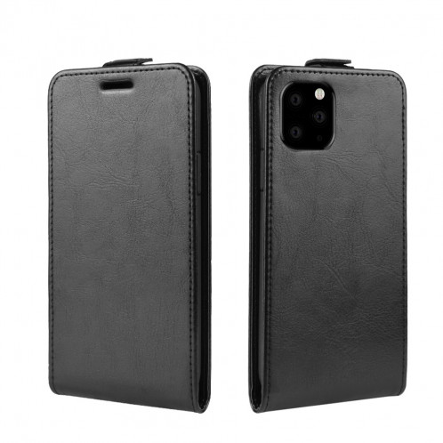 Étui de protection en cuir à rabat vertical Crazy Horse pour iPhone 11 Pro Max (noir) SH701A343-07
