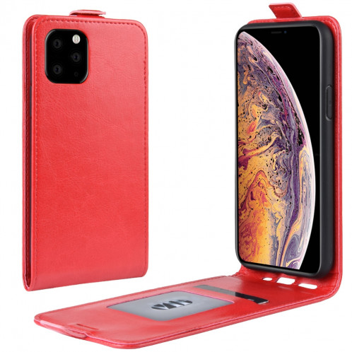 Étui de protection en cuir à rabat vertical Crazy Horse pour iPhone 11 Pro Max (rouge) SH701C1218-07