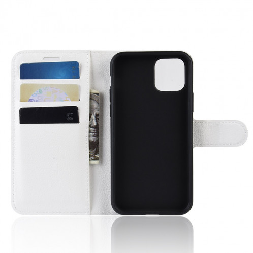 Portefeuille en cuir PU avec support en cuir PU Étui mobile pour iPhone 11 Pro (Blanc) SH901B136-08