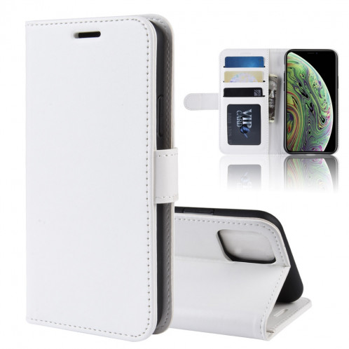 Etui à rabat horizontal à rabat horizontal R64 Texture pour iPhone 11 Pro, avec support et emplacements de cartes et porte-monnaie (Blanc) SH001B1115-010