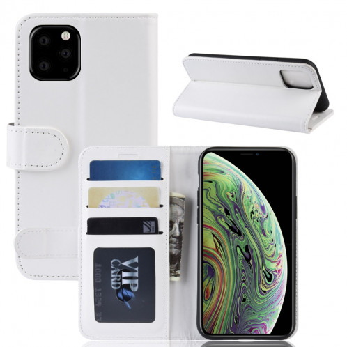 Etui à rabat horizontal à rabat horizontal R64 Texture pour iPhone 11 Pro, avec support et emplacements de cartes et porte-monnaie (Blanc) SH001B1115-010