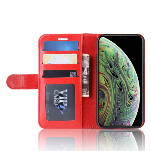Étui à rabat horizontal en cuir à rabat horizontal R64 Texture pour iPhone 11 Pro, avec support, logements pour cartes et portefeuille (rouge) SH001C176-010