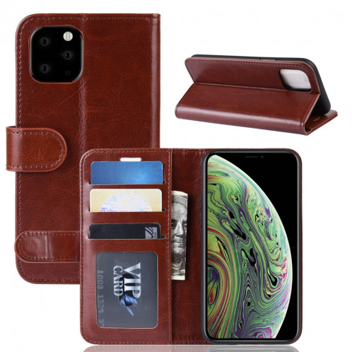 Étui à rabat horizontal en cuir à rabat horizontal R64 Texture pour iPhone 11 Pro, avec support, logements pour cartes et portefeuille (Marron) SH001D1158-010