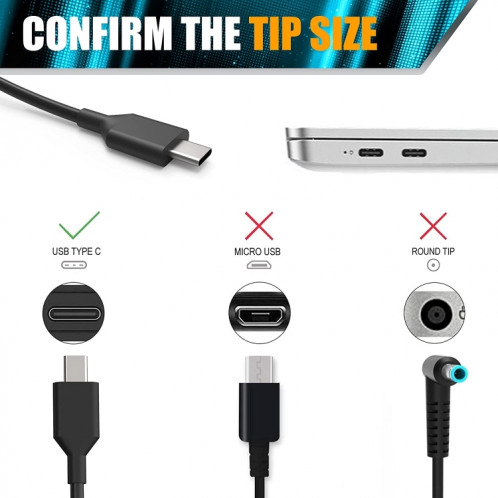 65W 20V 3.25A Carré Carré Portable Type-C Power Adapter, US Plug SH503865-07