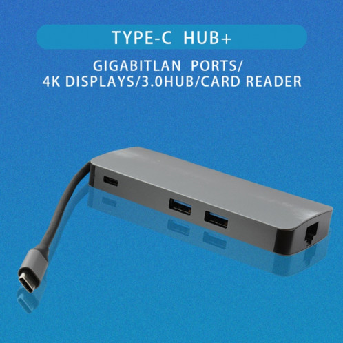 WS-11 8 en 1 Type-C à HDMI + VGA + SD + TF + RJ45 + PD + 2 x Convertisseur Adaptateur Hub USB3.0 SH5067412-05