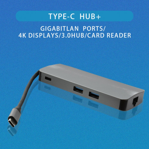 WS-11 8 en 1 Type-C à HDMI + VGA + SD + TF + RJ45 + PD + 2 x Convertisseur Adaptateur Hub USB3.0 SH5067412-05