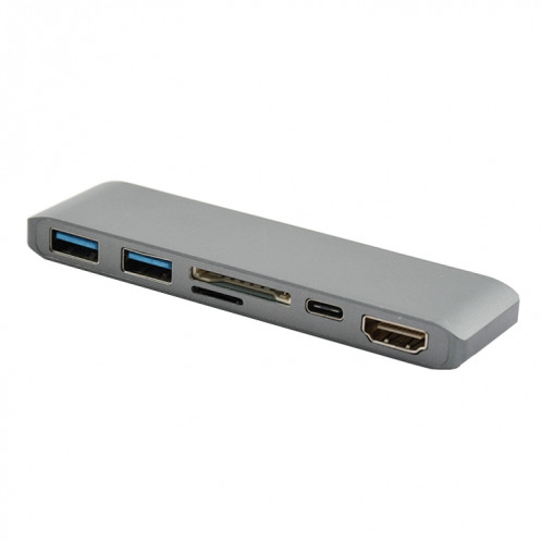 WS-15 6 en 1 Type-C à HDMI + USB 3.0 x 2 + SD + TF + pd hub convertisseur SH50711373-06