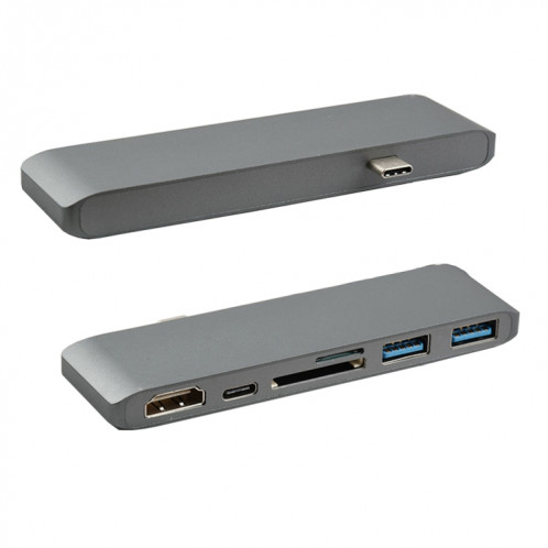 WS-15 6 en 1 Type-C à HDMI + USB 3.0 x 2 + SD + TF + pd hub convertisseur SH50711373-06