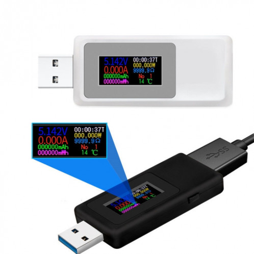Testeur USB Keweisi KWS-MX19 DC 4V-30V 0-5A Détecteur de tension de courant (noir) SH001A1655-05