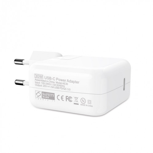 Adaptateur secteur portable de l'ordinateur portable 30W USB-C / de type C avec 1,8 m USB-C / Type-C sur le câble de charge USB-C / C / C, Fiche de l'UA SH01021372-07