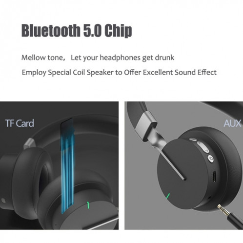 P3 Wireless 5.0 Super Bass HIFI Casque de jeu stéréo avec microphone, support TF / FM / AUX (vert) SH101A1827-07