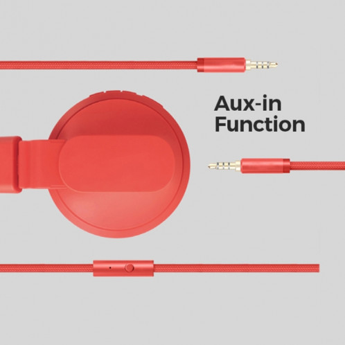Bobo Kids-cadeau Bluetooth 5.0 Bass Bas Annulation de casque stéréo sans fil avec micro, prise en charge de la carte TF / FM / Aux in (rouge) SH401A730-07