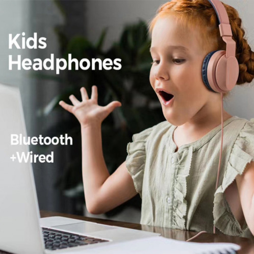Bobo Kids cadeau Bluetooth 5.0 Bass Bas Annulation de casque sans fil stéréo avec micro, support TF carte / FM / in-in (rose) SH401C1239-07
