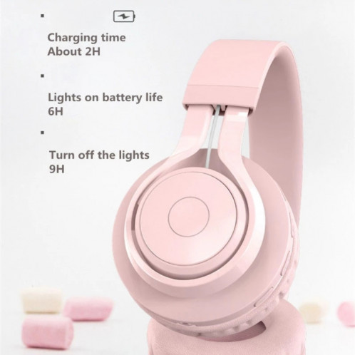 Casque Bluetooth Bluetooth 5,0 sans fil BT06C pour les enfants avec microphone LED SUPPORT Aux IN-IN (Rose) SH501A1226-07