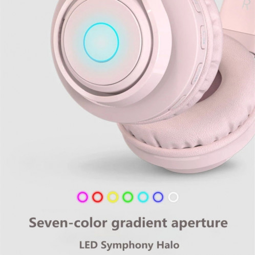 Casque Bluetooth Bluetooth 5,0 sans fil BT06C pour les enfants avec microphone LED SUPPORT Aux IN-IN (Rose) SH501A1226-07