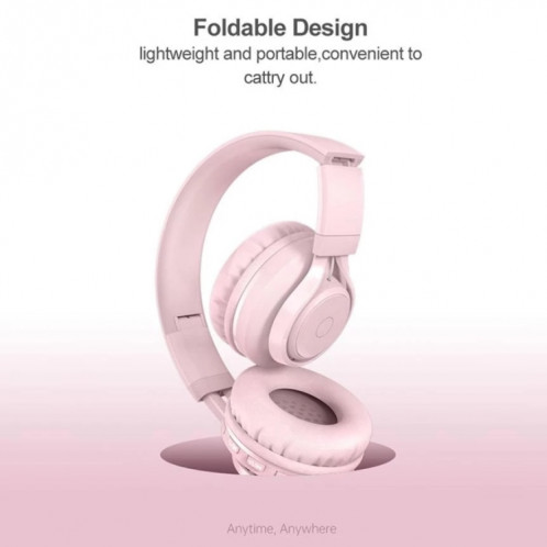 Casque Bluetooth Bluetooth 5,0 sans fil BT06C pour les enfants avec microphone LED SUPPORT Aux IN-IN (Rose) SH501A1226-07