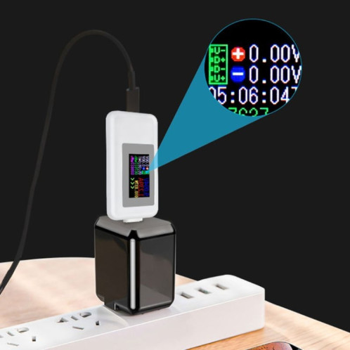 KWS-1902C Type de couleur C Testeur USB MONITEUR DE TENSION DE TENSION DE TENSION DE TENSEUR DE POWER MOBILE DE BATTERIE DE BAITE DE BAITE DE BAISON (Noir) SH501A1458-05