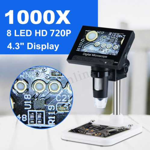 Endoscope à microscope numérique à écran LCD DM4 de 4,3 pouces avec enregistrement et support, HD, 720P, 1000x zoom SH5474816-06