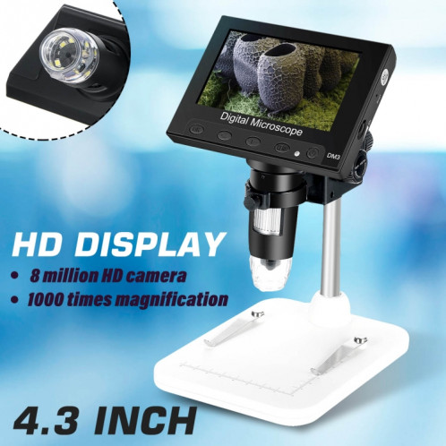 Endoscope à microscope numérique à écran LCD DM4 de 4,3 pouces avec enregistrement et support, HD, 720P, 1000x zoom SH5474816-06