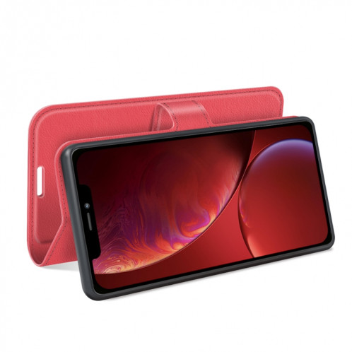 Pour iPhone 13 Litchi Texture Texture Horizontale Flip Cas de protection avec porte-carte et portefeuille (rouge) SH601C1193-07