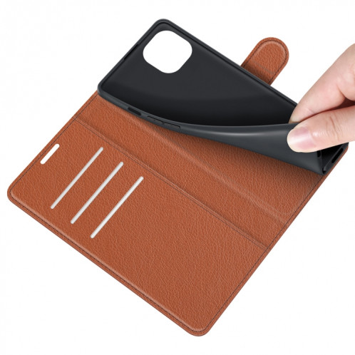 Pour iPhone 13 Litchi Texture Texture Horizontal Flip Cas de protection avec support & Card Slots & Portefeuille (Brown) SH601D1786-07