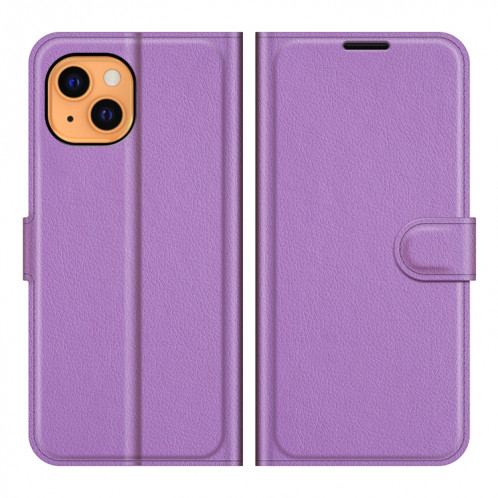 Pour iPhone 13 Litchi Texture Texture Horizontal Flip Cas de protection avec support & Card Slots & Portefeuille (Violet) SH601E829-07