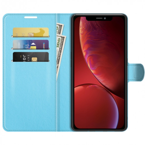 Pour iPhone 13 Litchi Texture Horizontal Flip Cas de protection avec porte-carte Slots & Portefeuille (bleu) SH601F628-07